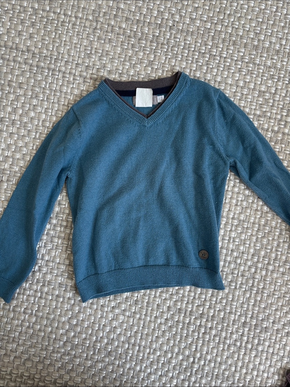 Classic Kids V-Neck Sweater in Teal